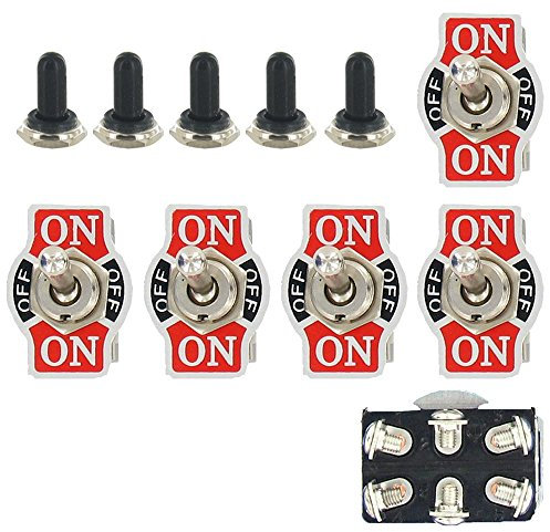 E Support™ 5 X Interrupteur Inverseur ¨¤ Bascule Levier en M¨¦tal ON/OFF/ON 6 Terminal Pin DPDT Poids Lourd 20A 125V 15A 250V bouton casquette