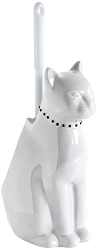 Pot à Balai Brosse WC Chat Blanc ceramique Onyx