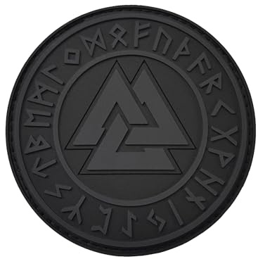 Valknut Wikinger Patch PVC Klett Aufnäher Schwarz Grau für Rucksack Plattenträger Airsoft Taktische Ausrüstung Runen Valhalla Viking Patches