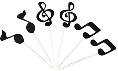 ULTNICE Cake Topper Musik Symbol Notizen Dekoration Partyzubehör für den Kuchen Happy Geburtstag 6 Stück (schwarz)