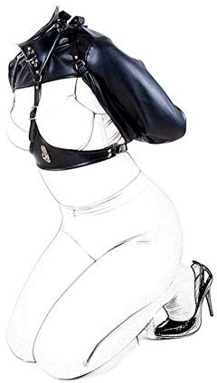 SXOVO Brust Exponiert Armfesseln Leder Fesselgurte Arm Bondage Handschellen Handcuffs Restraint System SM Fetisch Sex Toy(Schwarz)