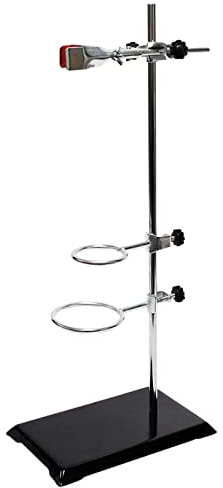 WISAMIC Labor Ständer Halter Labor Metall Griff Unterstützung Laborstativ - Lab Ständer (8x5 Zoll),Stab (20 Zoll H),Klemmen und Muffen (2.16/2.56 Zoll Dia) für Chemie Physikalische Experiment