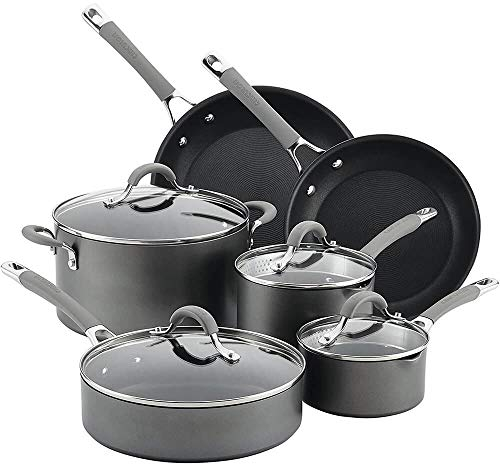 Circulon Elementum Hard Anodised Nonstick Pots and Pans, set 6 Piece Set, Grey [Amazon Exclusive]