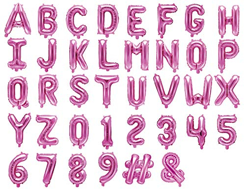 DaLoKu Folienballon Buchstaben Zahl 35cm Luftballon Geburtstag Hochzeit Babyparty Silvester Dekoration, Farbe: Pink, Größe: Buchstabe - P