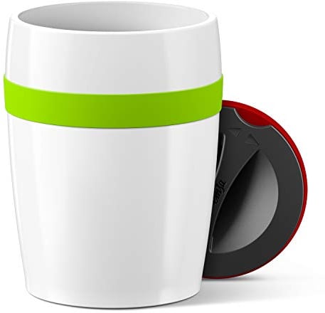 Emsa N2060200 Travel Cup Ceramics Isolierbecher, 0,2 l, Keramikbeschichtung, Weiß/Hellgrün 11,2 cm