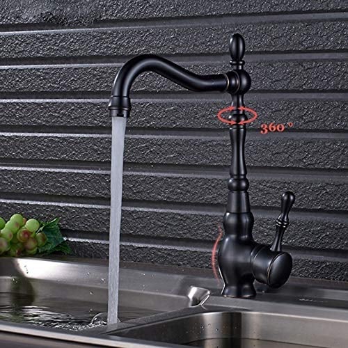 Robinet de Cuisine Noir Bec Pivotant à 360°Mitigeur Evier Robinet de Cuisine Noir Vintage