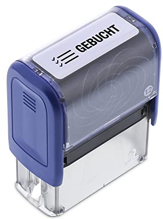 stempel-fabrik – “GEBUCHT” Selbstfärbestempel – Lagertextstempel zur Kennzeichnung von Kopien, Zweitschriften & Duplikaten – präziser Textstempel ideal für Buchhaltung (47 x 17 mm | 1 Zeile)