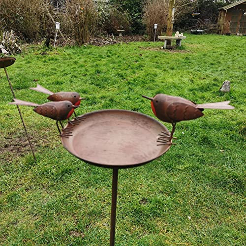 Garden Ornaments & Accessories Family of Robins Bird Bath On Tall Spike