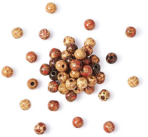 KtbeYTi 200 Stück Holz Perlen Basteln Gemalt Gemalt Bastelperlen zum Auffädeln für DIY Schmuck Armbänder Halsketten Gemischt Gemalt Runde Holzkugel mit Loch für Kunsthandwerk Dekorationen