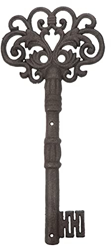 Large Cast Iron Old Antique Pirate Decorative Art Creative Retro Cast Iron Ancient Key Crafts Unique Key Shaped Accessories for Garden Rustic Wedding Special Events Decor