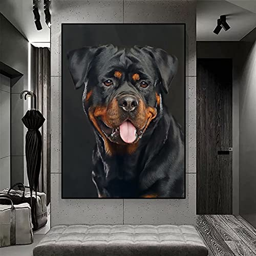 MROUBAO Diamond Painting Set, Tierhund Rottweiler /5D Diamant Painting Set Full Stickerei Groß Bilder/DIY Diamonds Malerei, 40x50cmRahmenlos