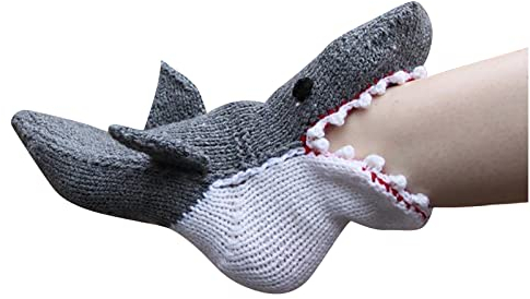 FFYY Unisex Strick Krokodil Socken,Neuheit Gestrickte Tier Karpfen Hai Chamäleon Krokodilform Socken Bodensocken Winter Home Warme Socken,Süße Stricksocken, Kreative Tierform-söckchen (A)