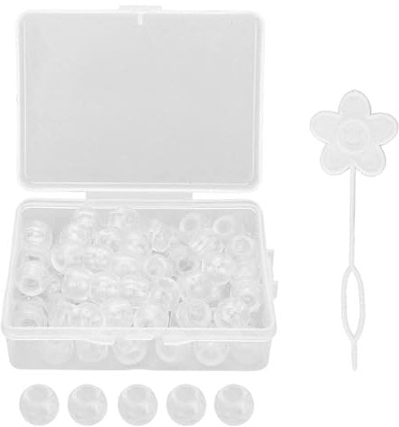 Agatige 70Pcs Clear Hair Beads, 5mm Holes Barrel Plastic Hair Braided Beard Pony Beads DIY Hair Dreadlocks Hair Accessories Decorative with Quick Beader Tool for Women, Men, Girls