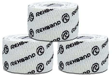 Rehband rutschfestes Hook Grip Tape 4,5 m, Daumentape für Crossfit, Powerlifting & Gewichtheben,100% Baumwolle, Farbe:Weiss - 38 mm, Größe:3 Rollen