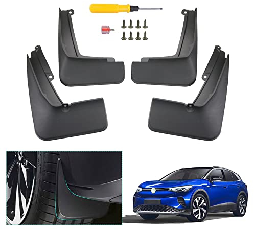 GAFAT V W ID.4 2021 2022 2023 Parafango Anteriore e Posteriore, ID4 Paraspruzzi auto non Necessita di fori in Plastica ABS (4 Pezzi)