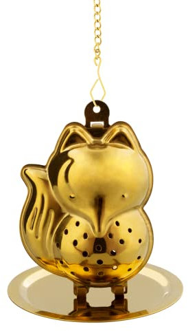 Pylones, Anitea Renard Gold - Infusore per tè in acciaio INOX, 5,5 x 3,7 x 7,7 cm