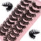 Faux Cils 10 Paires 7D Faux Vison Cils Naturel Duveteux Doux Volume Faux Cils Professionnels épais Réutilisables Dramatiques Noir Faux Cils (7D31)