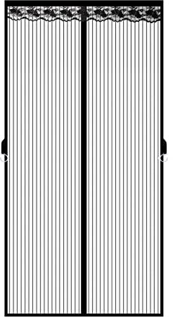 Timizi Screen Doors 90x260cm, with Heavy Duty Mesh Curtain Automatic Closure Super Strong Fly Mesh Pets and Kids Friendly, Let Fresh Air Ente. - Black
