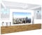 BELINI Wohnwand Vollausstattung Wohnzimmer-Set Moderne Schrankwand mit LED-Beleuchtung Anbauwand TV-Schrank Weiß/Eiche Wotan