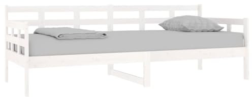 vidaXL Tagesbett Gästebett Sofabett Sofa Einzelbett Bett Bettsofa Bettgestell Bettrahmen Holzbett Schlafsofa Weiß Massivholz Kiefer 80x200cm
