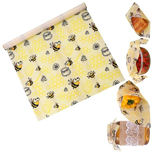 33x100cm Wiederverwendbare Bienenwachstücher Umweltfreundliche Wachspapier für Käse und Sandwich Verpackungen für Lebensmittel Biologisch Abbaubares Wachspapier Frischhaltefolie Alternative