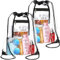 NATURAL STYLE Transparente Kordelzugbeutel, Stadion-genehmigt, durchsichtiger PVC-Kordelzug, transparenter Rucksack mit Innentasche mit Reißverschluss, 2 Stück, Schwarz, One_Size, Ganz bedeckt