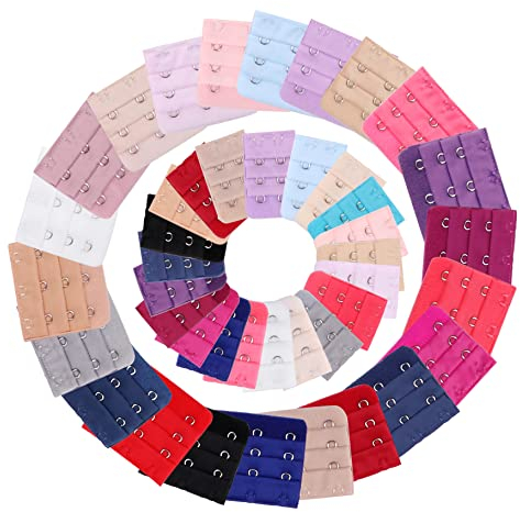 JSMTKJ BH Verlängerung, 50 Stück Damen Büstenhalter BH Erweiterung 2/3 Haken 3 Reihen Bra Extender Erweiterung Strap Farbig Sortiert für Damen