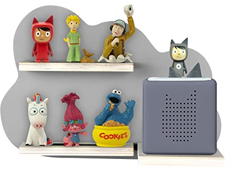 Shudyear Toniebox Regal mit Platz für 14 Tonie-Figuren, Tonie Box Magnetisches Wandregal, für Kinder zum Spielen und Sammeln (Grau,Wolken)