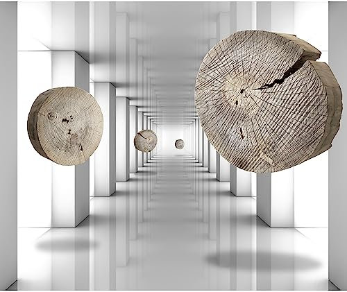 murando - Fototapete Premium-Vlies 3D Effekt 250x175cm Foto Tapete Schlafzimmer Wohnzimmer Vliestapete XXL Motivtapeten Bildtapete 3d Effekt Wand Dekoration Flur Optisch Abstrakt Tunnel Holz