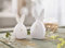2X Dekofigur Hase aus Porzellan, Hochglanz weiß/Gold, Osterhasen, Dekohasen, Osterdekoration