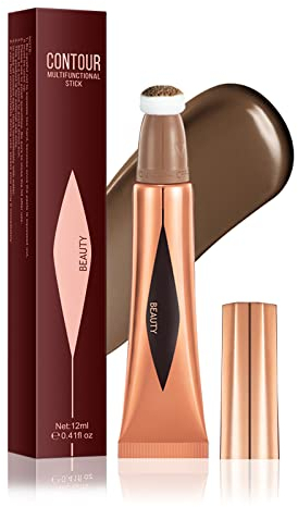 Prreal Liquid Contour Beauty Wand 06, Face Concealer Cream Contour with Soft Cushion Applicator Smooth Natural Matte Finish Contour Stick Long-lasting Waterproof Blendable Bronzer Stick Makeup