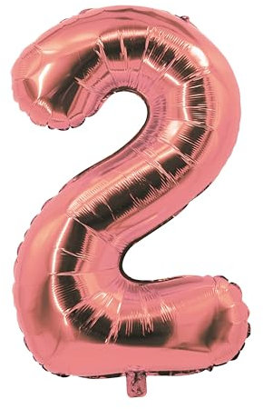 P'tit Clown re80302, Folienballon, Mylar, 85 cm, Zahl 2, Roségold