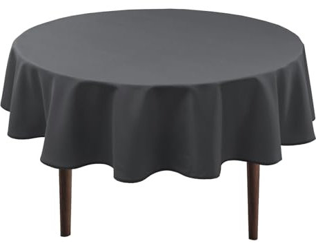 Hiasan Grau Wasserabweisend Tischdecke aus Polyester,Rund160cm,Anti-Falten Tischtuch,geeignet für Küche,Restaurant,Hochzeit