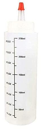 HFINGAQEX 250ML Plastic Needle-Nosed with Scale Squeeze with Leak-Proof Salad Sauce Dressing Squeeze 1pc