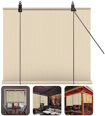 Stores À Enroulement Extérieurs - Stores À Enroulement pour Patio - Stores À Enroulement Filtrant La Lumière pour Bloquer Le Soleil, Gazebo, Porche, Terrasse, Balcon, Pergola (Couleur : Wheat Color,