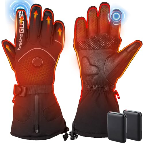 Mincoo Beheizte Handschuhe Herren Damen,Wiederaufladbar Beheizbare Winter Handschuhe Mit 7.4v/2700mah Akku Mit 3 Einstellbarer TemperaturFüR Skifahren Wandern Radfahren Motorrad (L)