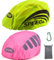 LandJoy Helmüberzug Fahrradhelm Regenschutz Fahrrad Helm Cover Regen mit Reflektoren Elemente, Wasserdicht Windabweisend Atmungsaktiv (1 * grün，1 * rosa)