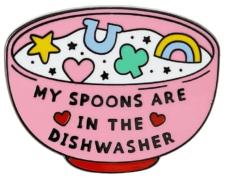 Ficsowy My Spoons Are In The Dishwasher Emaille-Anstecknadeln für chronische Krankheiten, Löffel für psychische Krankheiten, unsichtbare Krankheiten, Geschenke für Freunde, 1.12 x 0.93 inches, Kupfer