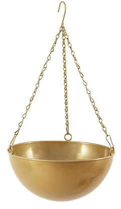 Wnvivi Blumentöpfe Zum Aufhängen, Metallpflanzen, Hängekorb für Den Außenbereich, Hängetöpfe, Pflanzgefäß mit Kette, Hängende Orchideentöpfe,(Gold, 18,5 cm)
