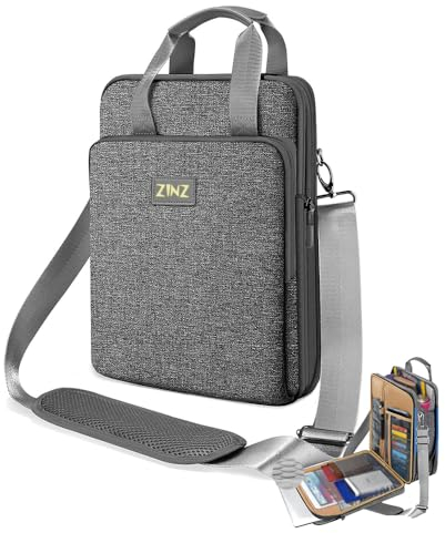 ZINZ Laptoptasche 12,3-13 Zoll Umhängetasche mit erweiterbarem Fach und Wertsachenfach,Grau