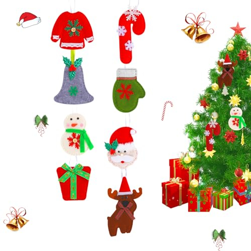 8 Pcs Christmas Tree Elf Decoration Christmas Ornaments Christmas Tree Hanging Ornaments Santa Elf Hanging Dolls Christmas Plush Elf Hanging Ornament for Christmas Holiday Party Decorations