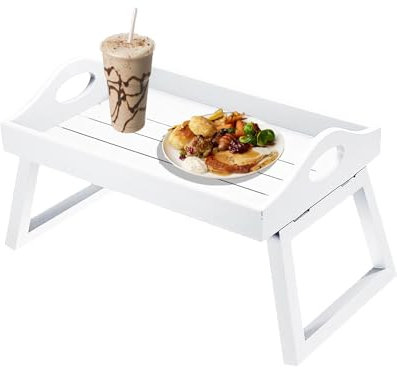 Zeeyrak Wooden Sofa Tea Tray - Snack Serving Tray, Fits Most Chair Arms - Grey