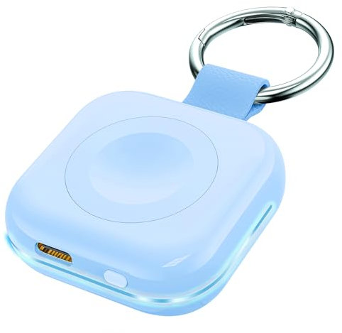 HUOTO Charging Adapter, 1200mAh Battery Powered Portable Wireless Charger for Apple Watch Series 9/8/7/6/SE/5/4/3/2/1 Ultra, USB-C Keychain Charger, Gifts for Women Men