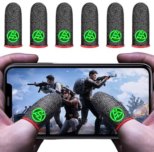Rakizbe Gaming Finger Sleeves, High-Sensitive Anti-Sweat Touchscreen Game Thumb Gloves, Mobile Gamer Finger Cover Cots for PUBG/Knives Out/Rules of Survival