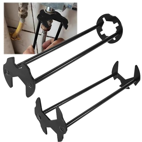 gxwcyi 2 Pezzi Chiave per Rubinetto Sottolavello, Metallico Chiave per Dadi Rubinetti, Chiave a Tubo per Rubinetti per 7 Noci Comuni, Chiave Sottolavello (nero)