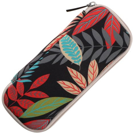 Pochette De Rangement Clé USB Portable avec 10 Compartiments, Étui Néoprène Léger Et Compact, Design Élégant Feuilles Colorées sur Fond Noir, Protection Contre Rayures Et Poussière
