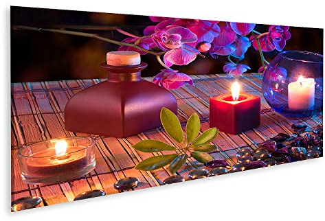 islandburner Tableau sur Toile Feuille Bougies Huile Pot-pourri Verre Dots Orchidées et Images murales Poster