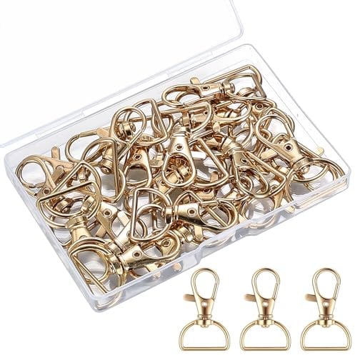 25 Pcs Golden Lobster Clasps Swivel Clasps Clips, Swivel Trigger Lobster Claw Clasps, Snap Hooks Clips, Key Chain Hooks, Keychain Hooks for DIY, Bags, Lanyard Clips, Key Rings for Crafting.