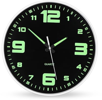 PZJFH Leuchtende Wanduhr, 12-Zoll Nachtlicht-Wanduhren Lautlos Schleichende Sekunde, Batteriebetrieben Wanduhren für Dekoration Wohnzimmer Küche Büro Schlafzimmer