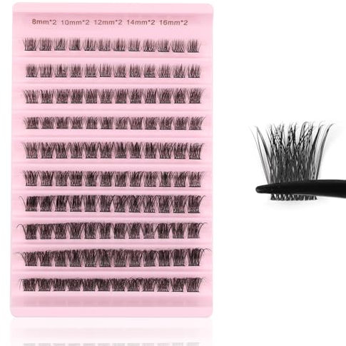 Kiusatig Extension Cils Individuel 120PCS Faux Cils Naturel D Curl Cils Extension de Cils Professionnel Cluster Lashes 8-16mm Mix DIY à la Maison(W51)